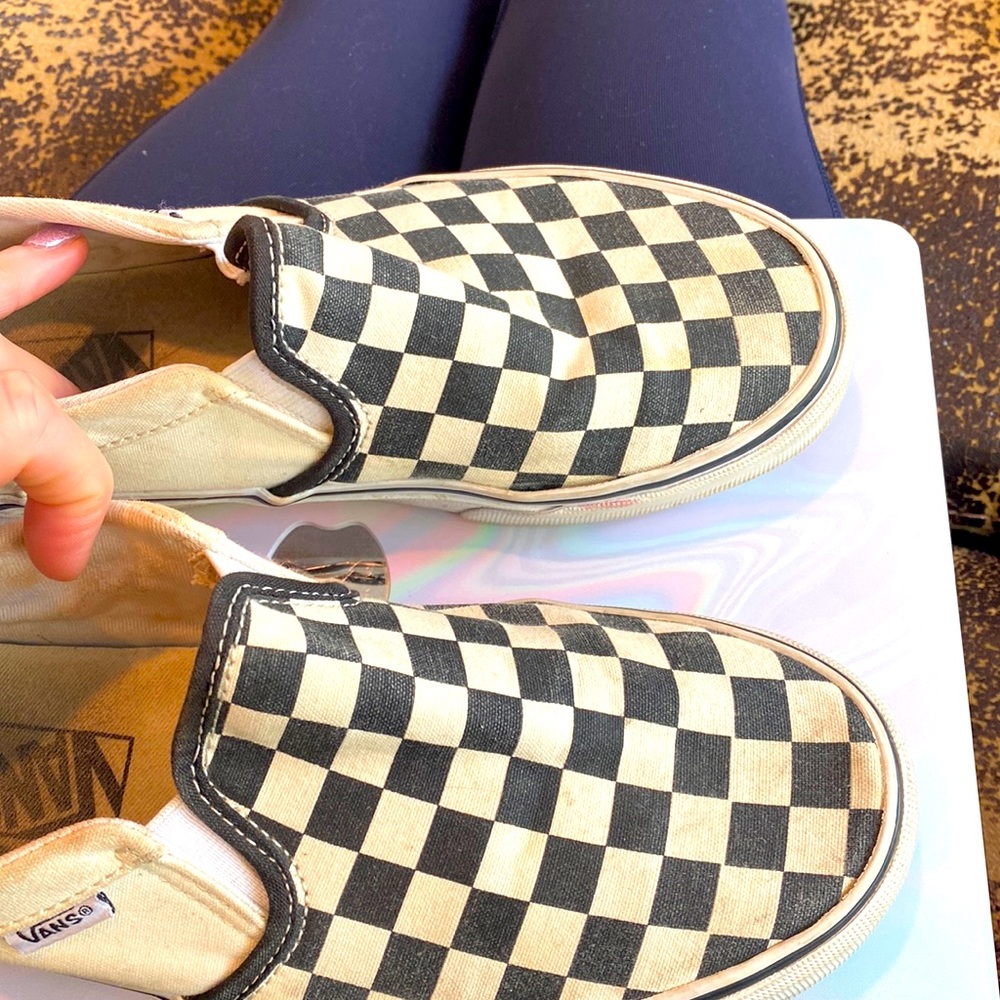 Black and white check Vans. Size 7